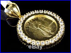 0.50Ct Diamond Statue of Liberty Lady Coin Charm Pendant 14K Yellow Gold Finish