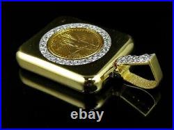 0.80Ct Moissanite Lady Liberty Half Ounce Coin Pendant 14K Yellow Gold Plated