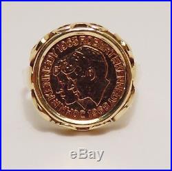 100% Genuine Vintage 8k Solid Yellow Gold Rare Coin Signet Ring Sz 7.5 US