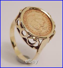 100% Genuine Vintage 8k Solid Yellow Gold Rare Coin Signet Ring Sz 7.5 US