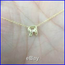 100% Roberto Coin 18k yellow gold necklace diamond R letter initial