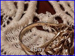 10K 3g YELLOW GOLD ROPE-STYLE FOLDING-TAB 16mm COIN RING SIZE 8