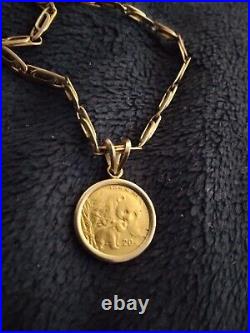 10K Solid Yellow Gold Necklace 18 7.5g with 1/20oz 2004 Gold Panda Coin Gold Bale