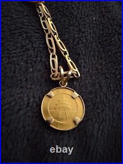 10K Solid Yellow Gold Necklace 18 7.5g with 1/20oz 2004 Gold Panda Coin Gold Bale