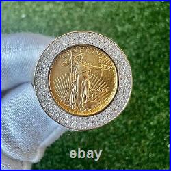 10K Yellow Gold 0.45 Ct Liberty Coin American Liberty Coin Genuine Diamond Ring
