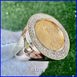 10K Yellow Gold 0.45 Ct Liberty Coin American Liberty Coin Genuine Diamond Ring