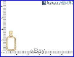 10K Yellow Gold 1 Row Diamond Frame for Fortuna 10 Grams Bar Coin Pendant 1.25Ct