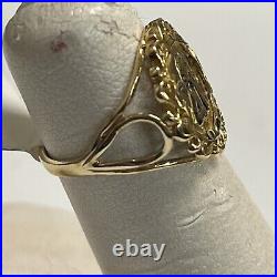 10K Yellow Gold Angel Coin Ring Size 3.75 1.7 Grams #I-2445
