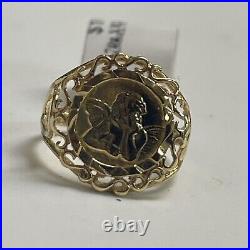 10K Yellow Gold Angel Coin Ring Size 3.75 1.7 Grams #I-2445