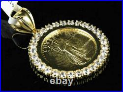 10K Yellow Gold Finish Statue of Liberty Lady Coin 1.5 Inch 3.0 Ct Charm Pendant