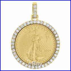 10K Yellow Gold Over American Eagle Liberty Coin Round Diamond Mounting Pendant
