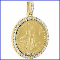 10K Yellow Gold Over American Eagle Liberty Coin Round Diamond Mounting Pendant