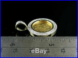 10K Yellow Gold Over Coin Lady Liberty 3 CT Round Diamond Pendant Charm Unisex