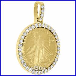 10K Yellow Gold Over Round Cut Diamond American Eagle Liberty Coin Pendant 0.75