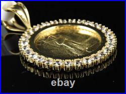 10K Yellow Gold Over Statue of Liberty Lady Coin Charm Pendant 1.5 Inch 3 Ct