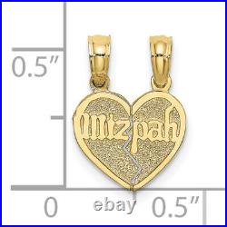 10K Yellow Gold Reversible Break Apart Mizpah Coin Set Heart Necklace Charm P