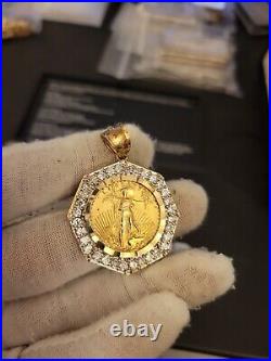 10K Yellow Gold Statue of Liberty Lady Coin Charm Pendant