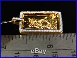 10k Yellow Gold Mens Real Diamond Liberty Bar Coin 1.25 Pendant Charm 0.33 Ct