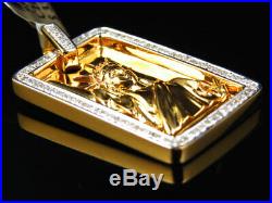 10k Yellow Gold Mens Real Diamond Liberty Bar Coin 1.25 Pendant Charm 0.33 Ct