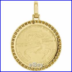 10k Yellow Gold Over American Eagle Liberty Coin Diamond Mounting Pendant 2 CT
