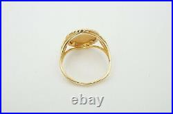 10k Yellow Gold Panda Coin Copy Rope Design Ring Size 7