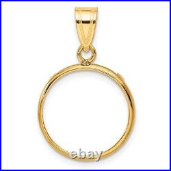 10k Yellow Gold Polished 16.5mm Prong Coin Bezel Pendant