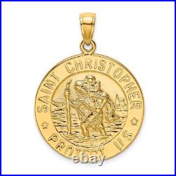 10k Yellow Gold Polished Saint Christopher Coin Charm Pendant For Women 3.97g