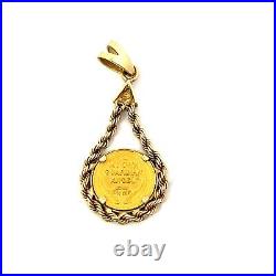 14KT YELLOW GOLD ROPE BEZEL SET With1 GRAM GUARDIAN ANGEL COIN 2.0 GRAMS