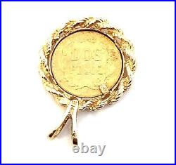 14KT YELLOW GOLD ROPE BEZEL With1945 DOS PESOS GOLD COIN 3.7 GRAMS