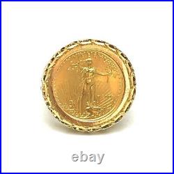 14K 1/10 OZ AMERICAN EAGLE GOLD COIN RING Size 7.5 Year 2000 Ladies Band Gift