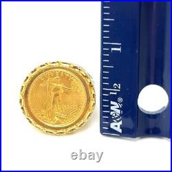 14K 1/10 OZ AMERICAN EAGLE GOLD COIN RING Size 7.5 Year 2000 Ladies Band Gift