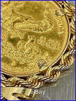 14K 2000 1/4 Oz $10 Eagle Coin Walking Liberty Pendant Yellow Gold