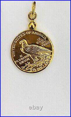 14K Case 21K Solid Yellow Gold Coin 1914United States Of American Pendant 4.86GM