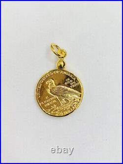 14K Case 21K Solid Yellow Gold Coin 1914United States Of American Pendant 4.86GM