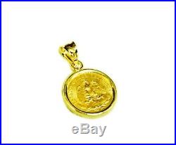 14K Gold 14MM COIN PENDANT with a 22K MEXICAN DOS PESOS Coin