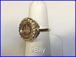 14K Gold 18 MM LADIES COIN RING with a 22K MEXICAN DOS PESOS Coin