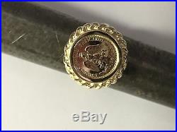 14K Gold 18 MM LADIES COIN RING with a 22K MEXICAN DOS PESOS Coin