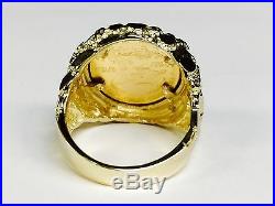 14K Gold 22 MM NUGGET COIN RING for a 1/10 OZ AMERICAN EAGLE COIN -Mount only