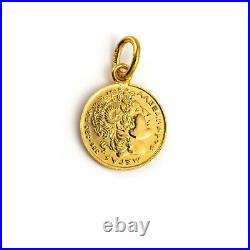 14K Gold Alexander the Great Coin Pendant Ancient Greek Jewelry