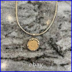 14K ITALY YELLOW GOLD NECKLACE With20FRANC FRENCH 1878 COIN