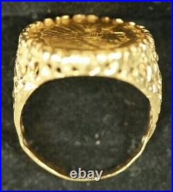 14K Men's Coin Ring. (#9) US 2.5 Indian Gold Coin. 9.14grams total weight. Sz 8