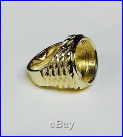 14K Mens RING MOUNTING for GENUINE INDIAN HEAD 2 1/2 DOLLAR GOLD COIN