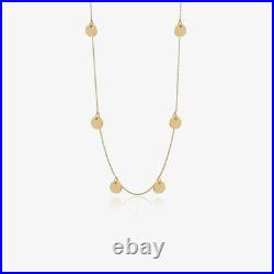 14K Solid Yellow Gold Layering Choker Disc Coin Charm Necklace Jewelry Gift