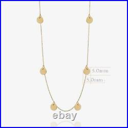 14K Solid Yellow Gold Layering Choker Disc Coin Charm Necklace Jewelry Gift