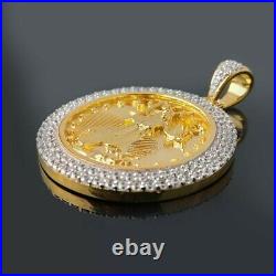14K Solid Yellow Gold Over American Eagle Liberty Coin Diamond Mounting Pendant