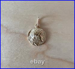 14K Solid Yellow Gold Roman Coin Goddess Gold Coin Italian Coin Pendant ONLY