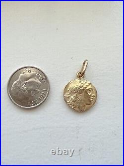 14K Solid Yellow Gold Roman Coin Goddess Gold Coin Italian Coin Pendant ONLY