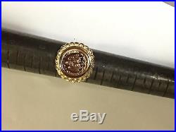 14K Yellow Gold 18 MM COIN RING with a 22K MEXICAN DOS PESOS Coin