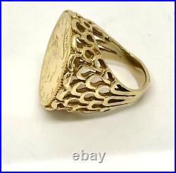 14K Yellow Gold 1902 $5 Liberty Gold Coin Ring Size 5.5 Custom Made