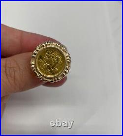 14K Yellow Gold 1989 1/20oz. 999 24K Gold Coin Ring Jewelry Sz 6 Band Panda Bear
